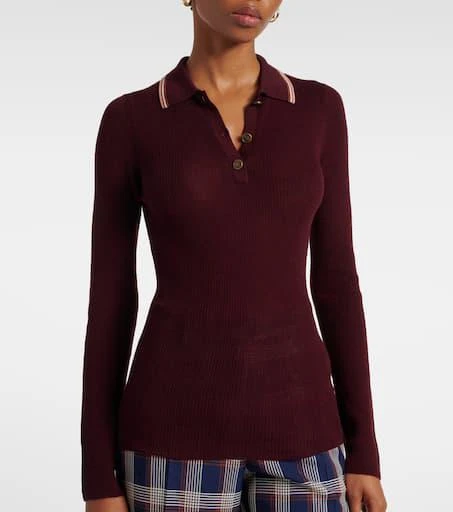 ETRO Printed wool and cotton polo sweater 6