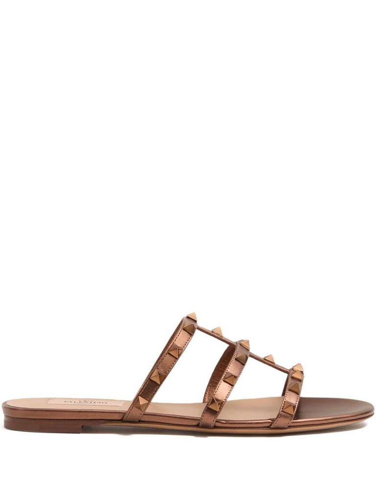 Valentino Valentino Garavani Rockstu Leather Flat Sandals