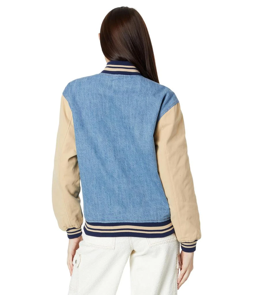 Blank NYC Bomber Jacket in Denim/Beige 2