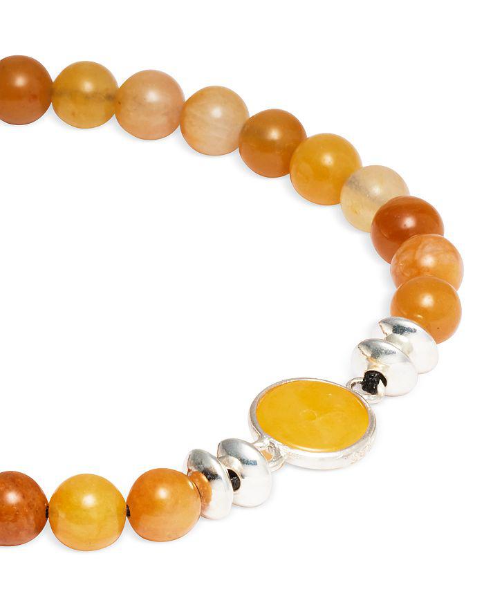 Jan Leslie Yellow Jade & Sterling Silver Beaded Medallion Bracelet