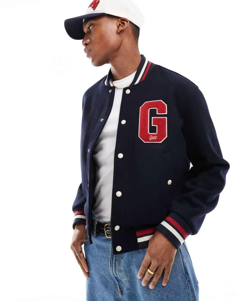 Gant GANT 75th Anniversary Capsule wool varsity jacket with logo in navy 1
