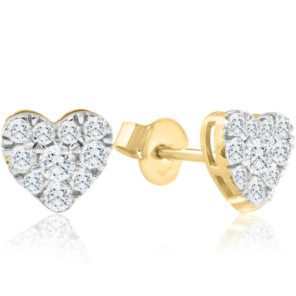 Pompeii3 1/2Ct Heart Shape Diamond Studs Yellow Gold Lab Grown 7mm Women
s Earrings 2