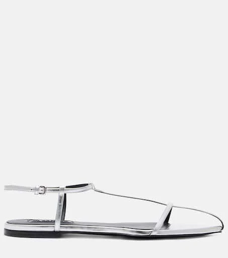 Jil Sander Metallic leather sandals 4