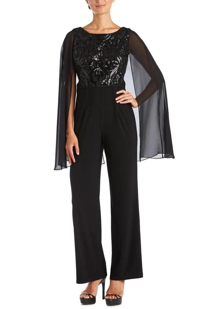 R&M Richards Formal Capelet Jumpsuit In Black 1