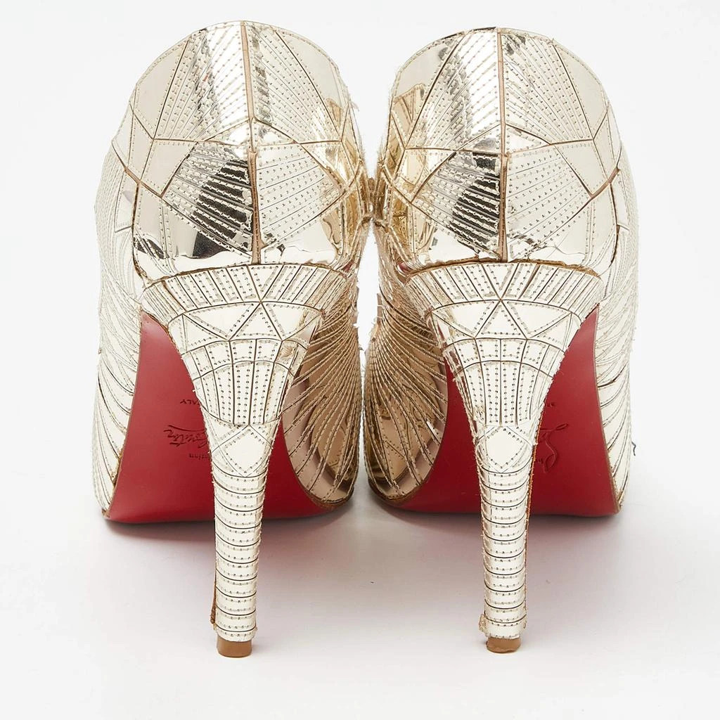 Christian Louboutin Christian Louboutin Gold PVC Peep Toe Art Deco Pumps Size 39 5