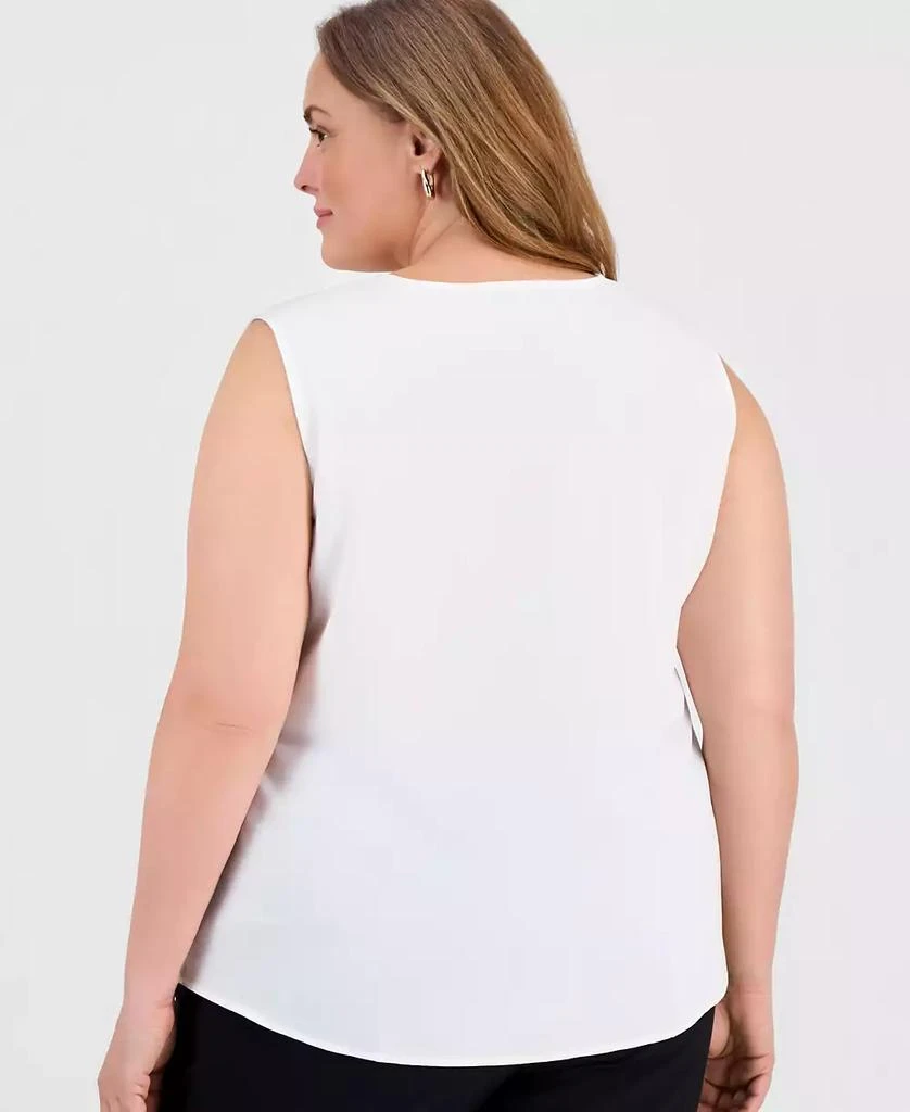Kasper Plus Size Ruffle-Front Sleeveless Top 2