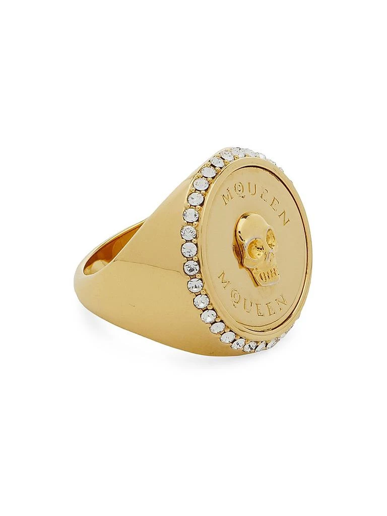 Alexander McQueen Goldtone 
Crystal Skull Signet Ring