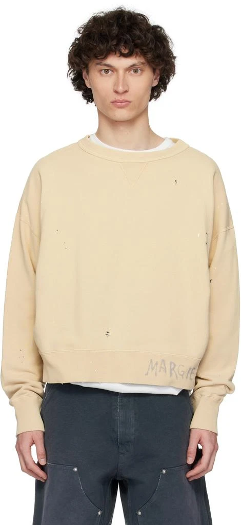 MAISON MARGIELA Beige Graffiti Logo Sweatshirt 1