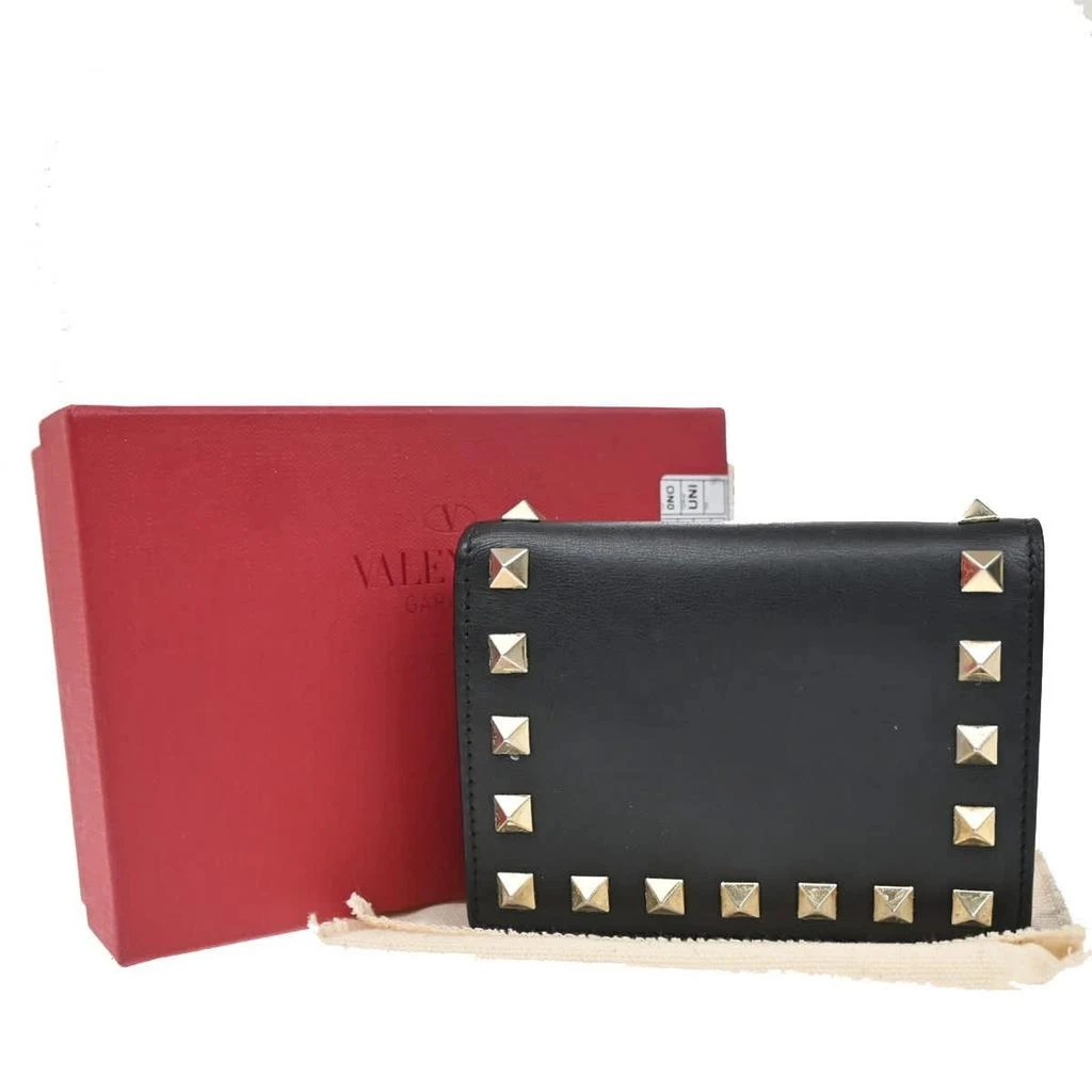 Valentino Rockstud Flap Card Case Leather Leather Wallets Accessory (Pre-Owned)
