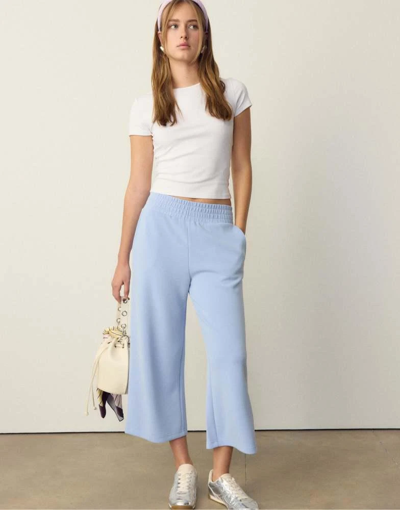 Stradivarius Stradivarius Soft-touch culottes in sky blue