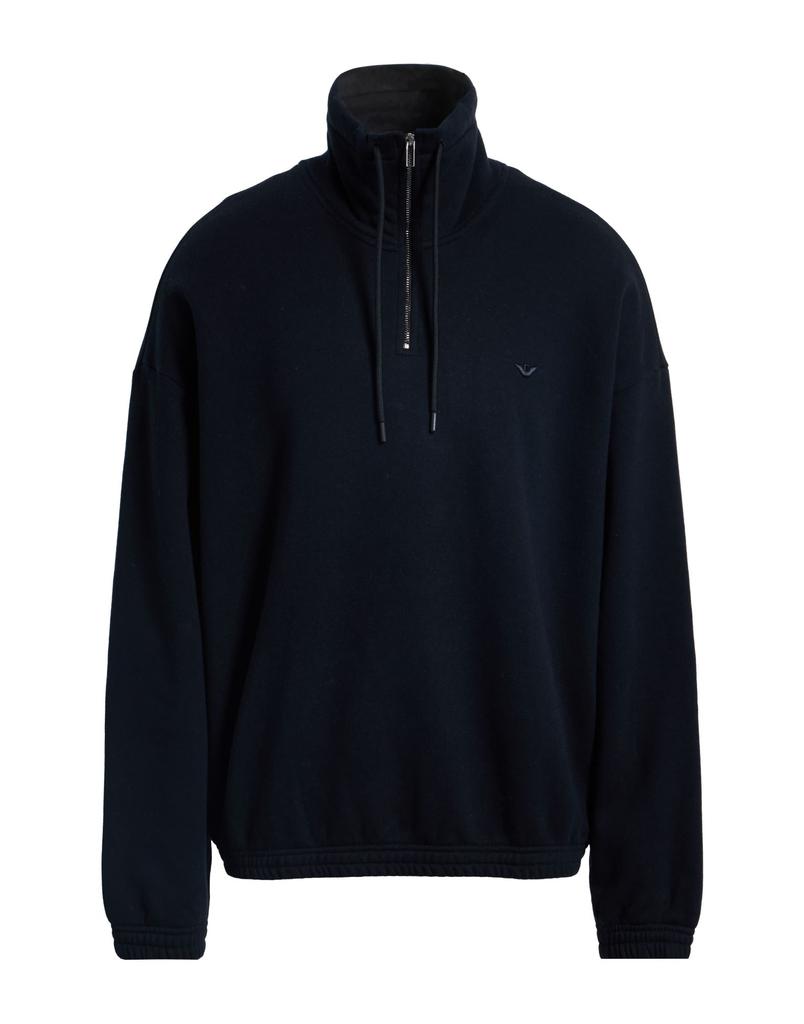 【EMPORIO ARMANI】 Men's Bulldog Embroidered Hoodie: ★ Navy Double-jersey hooded sweatshirt with French bulldog
