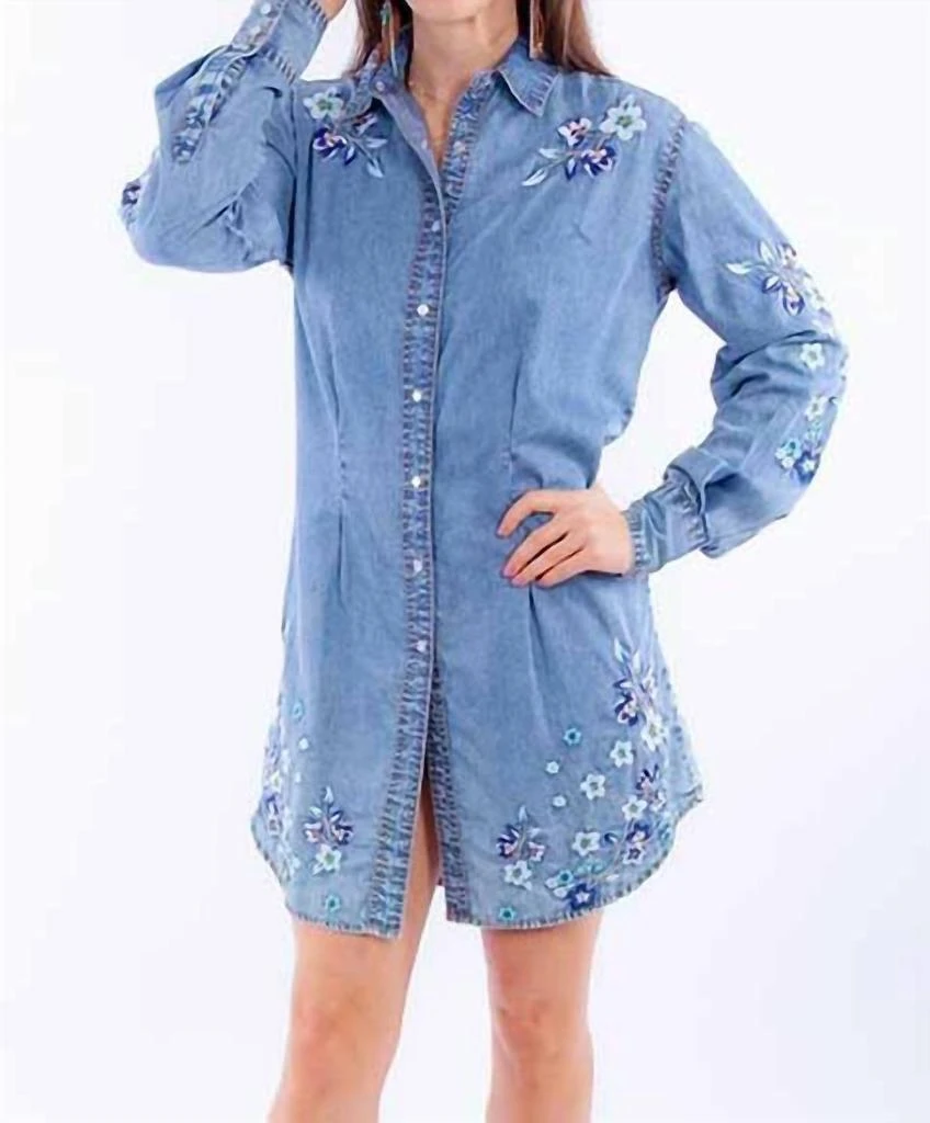 Scully Scully - Floral Embroidered Denim Dress 1