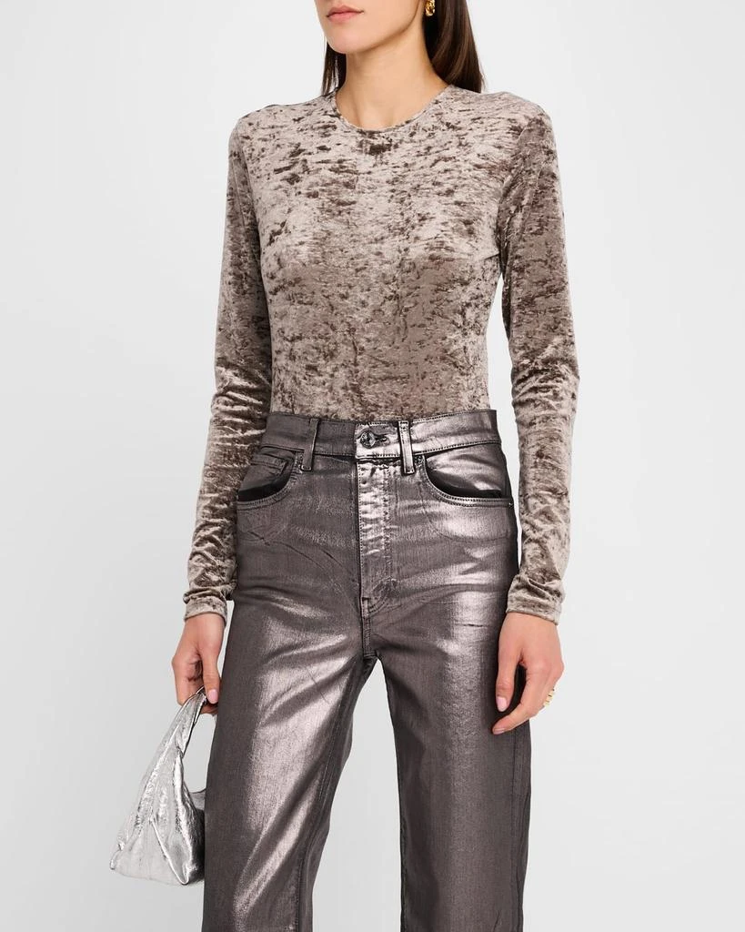 FRAME Long Sleeve Crushed Velvet Top 4