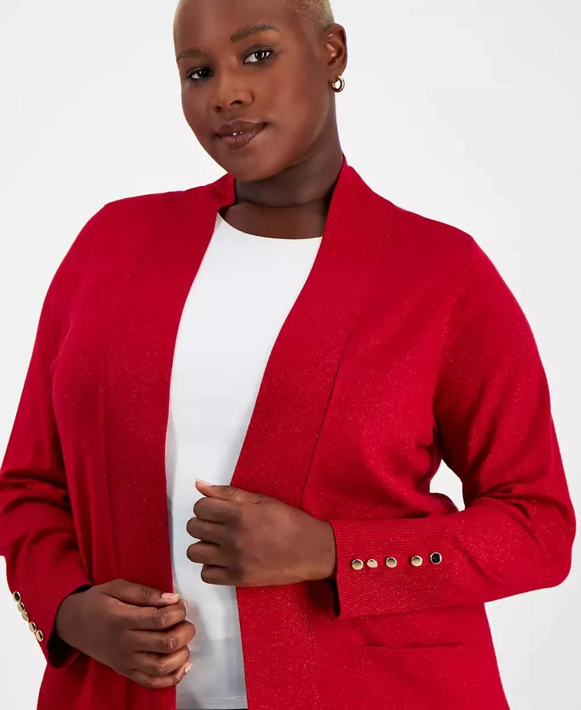 JM Collection Plus Size Metallic Open-Front Cardigan, Created for Macy's 3