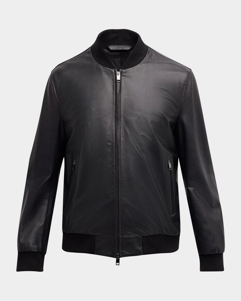Brioni Men's Perforated Leather Bomber Jacket 1