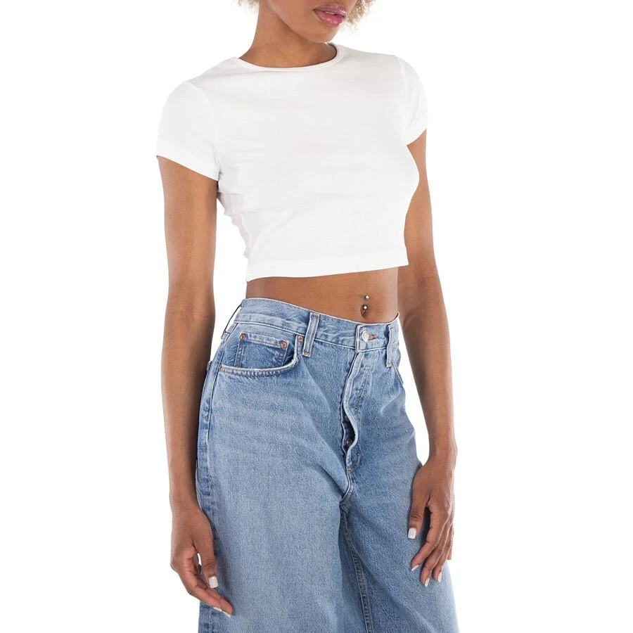 AGOLDE Ladies White Savannah Cropped Tee 2