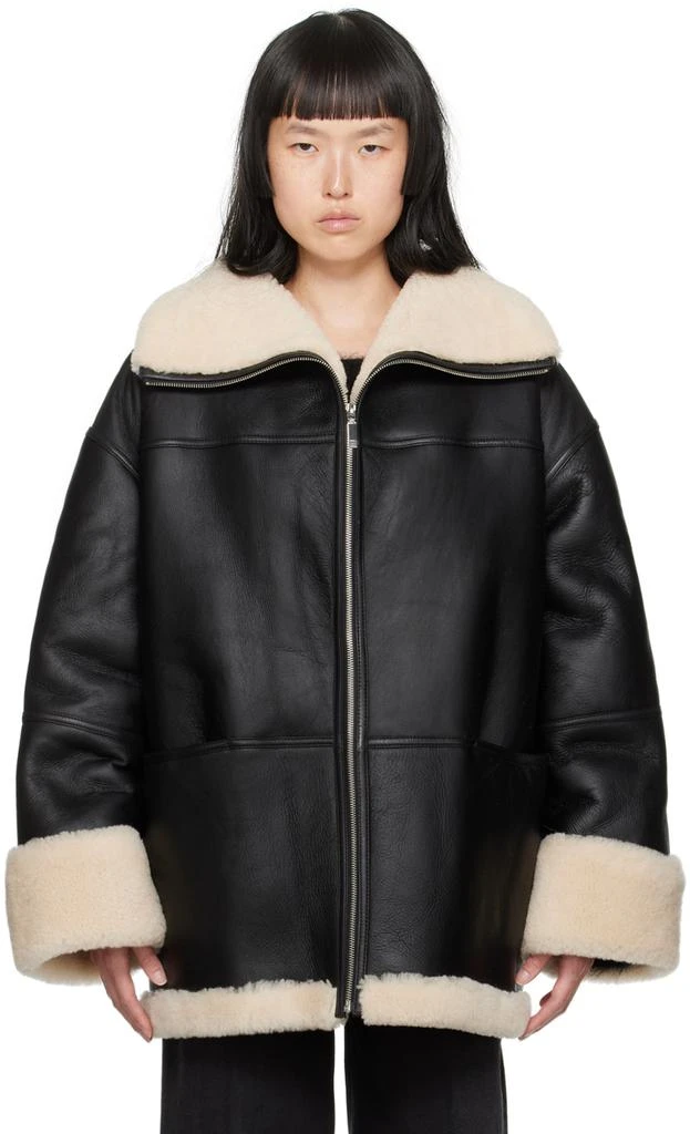Totême Black Signature Shearling Jacket 1