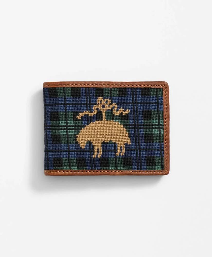 Brooks Brothers Smathers & Branson Cotton Needlepoint Golden Fleece® Black Watch Wallet 1