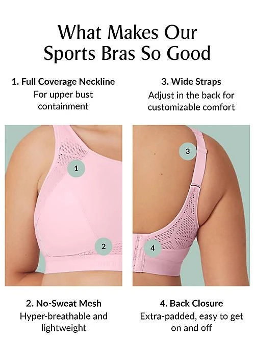 Glamorise® Full Figure Plus Size No Sweat Mesh Sports Bra Wirefree 1068 4