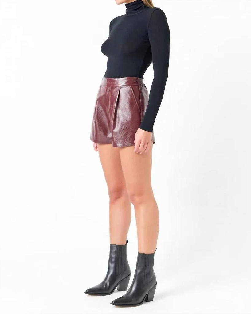 Grey Lab High-Waisted Faux Leather Shorts In Burgundy 2