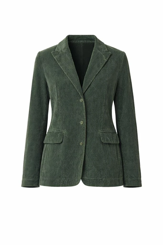 TRANSIT Single-Breasted Green Cotton Corduroy Blazer
