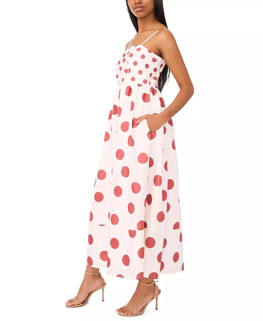 CeCe Women's Cotton-Blend Printed Tie Smocked-Back Maxi Dress 3