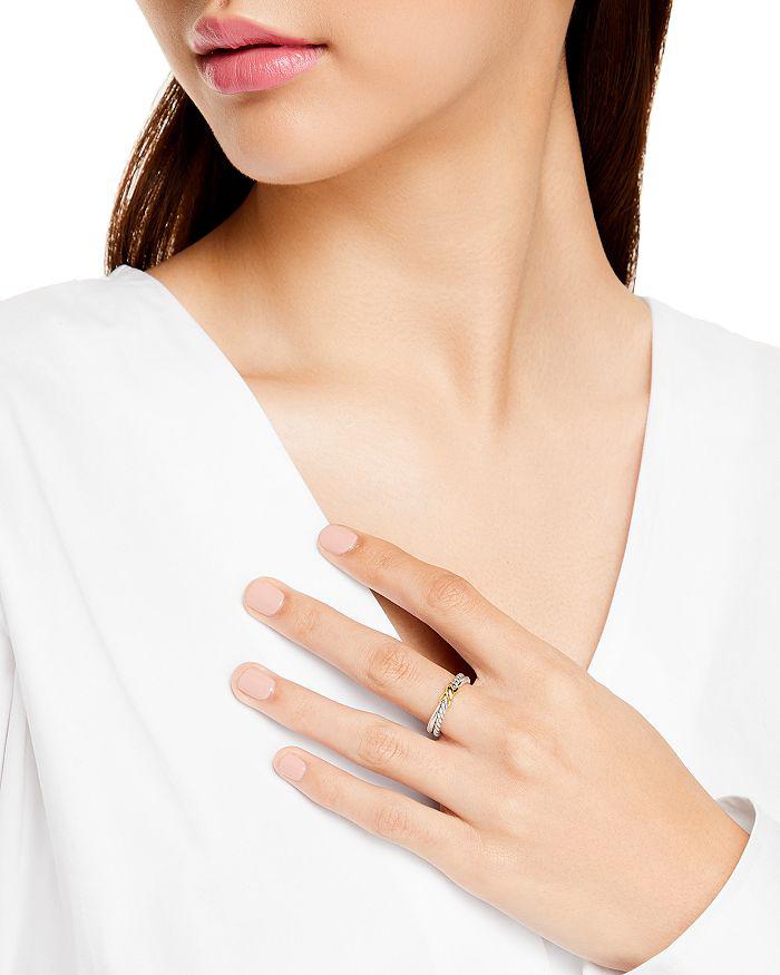 David Yurman Petite X Ring in Sterling Silver with 18K Yellow Gold, 4mm