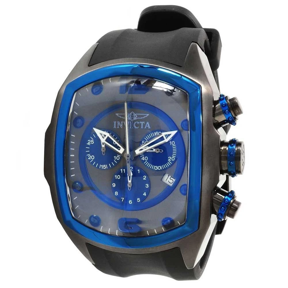 Invicta Invicta 10066 Men's Lupah Revolution Black & Blue Dial Rubber Strap Chronograph Watch 1