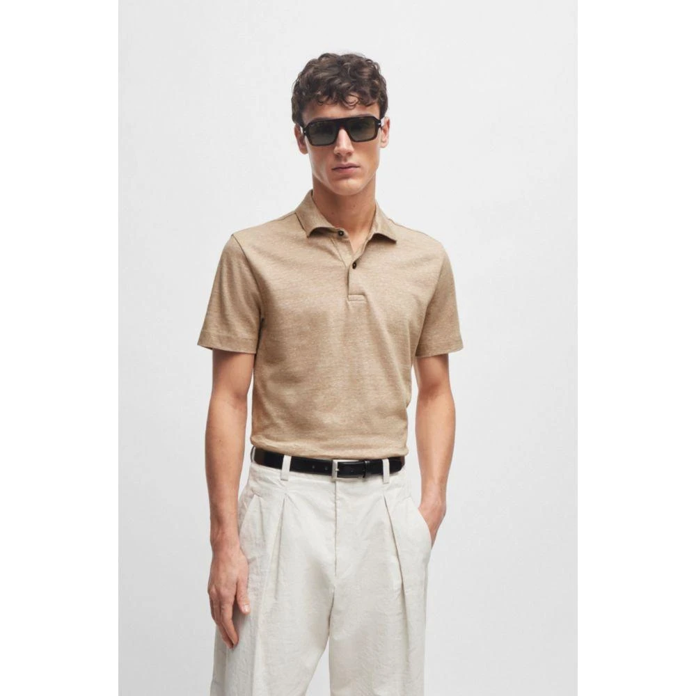 BOSS Regular-fit polo shirt in cotton and linen 3