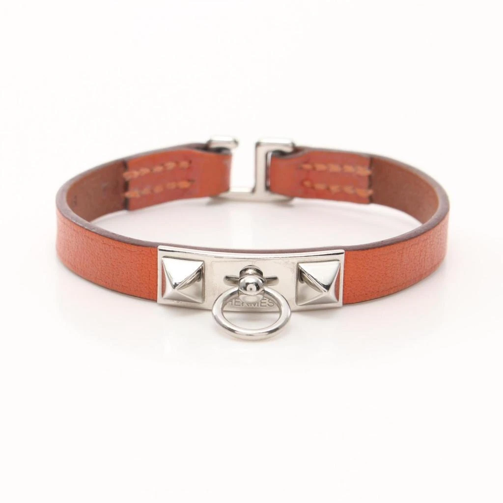 Hermes Stainless Steel Swift Leather Charm Bracelet (Pre-Owned)