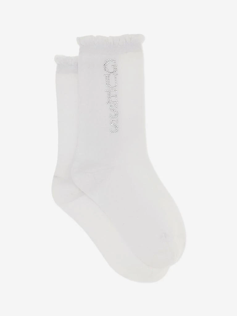 GUESS Guess Girls Logo Socks in White 2