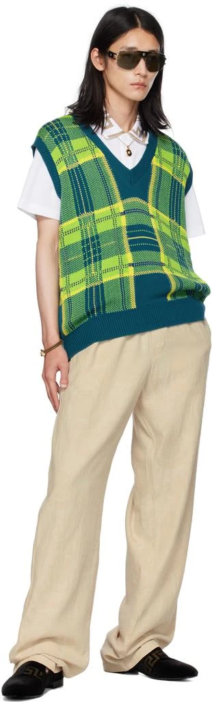 Versace Blue & Green Check Vest 4