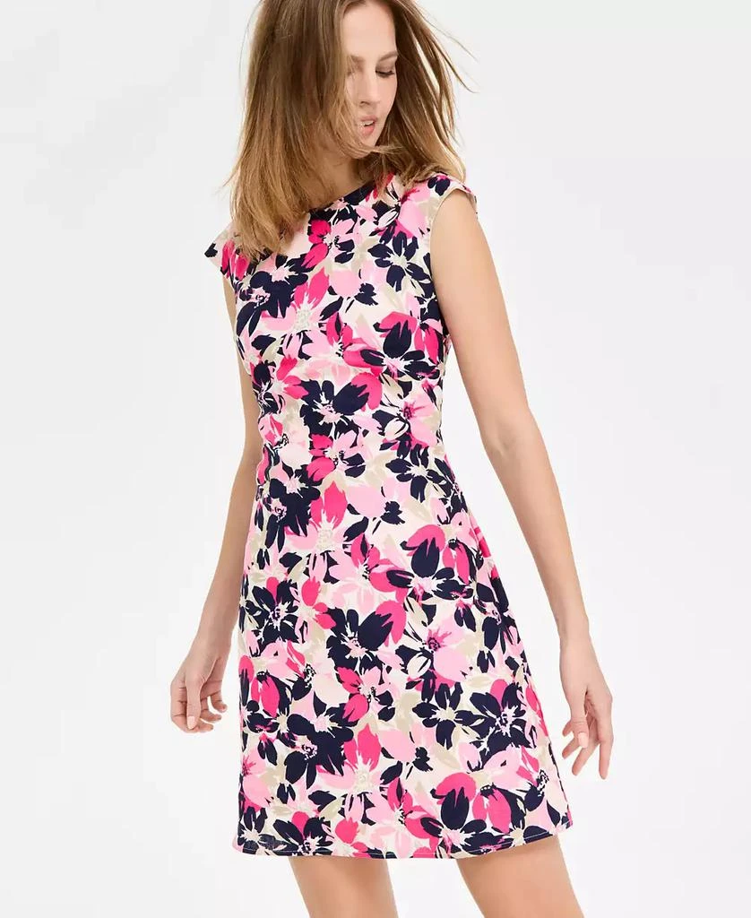 JONES NEW YORK Women's City Floral-Print Linen-Blend Swing Knee Length Dress 2