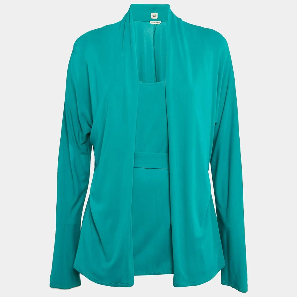 Hermes Hermes Green Jersey Belted Top M 1