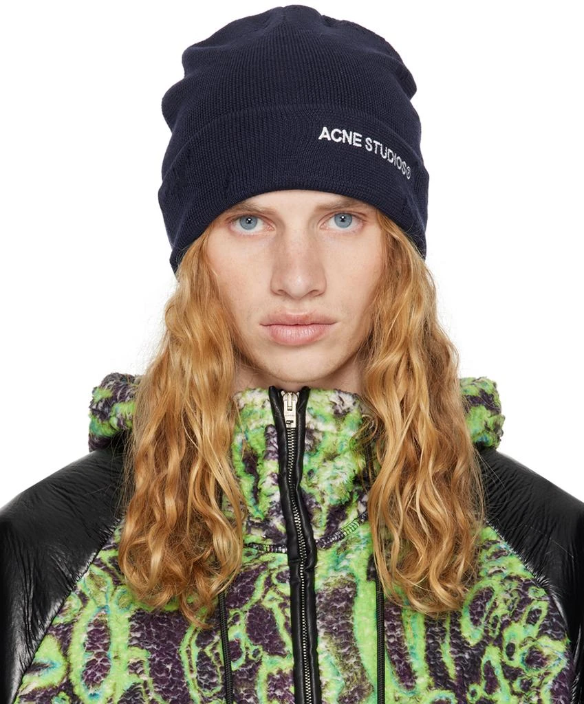 Acne Studios Navy Wool-Blend Beanie 1