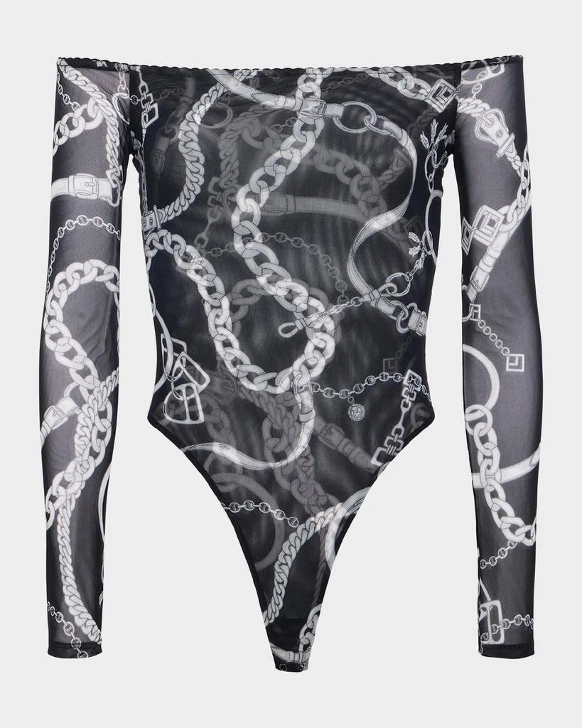 L'Agence Peonie Off-Shoulder Mesh Bodysuit 1