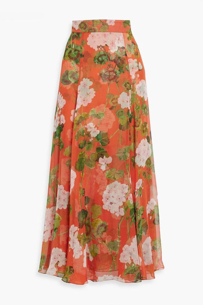 Oscar de la Renta Floral-print silk-chiffon maxi skirt 1