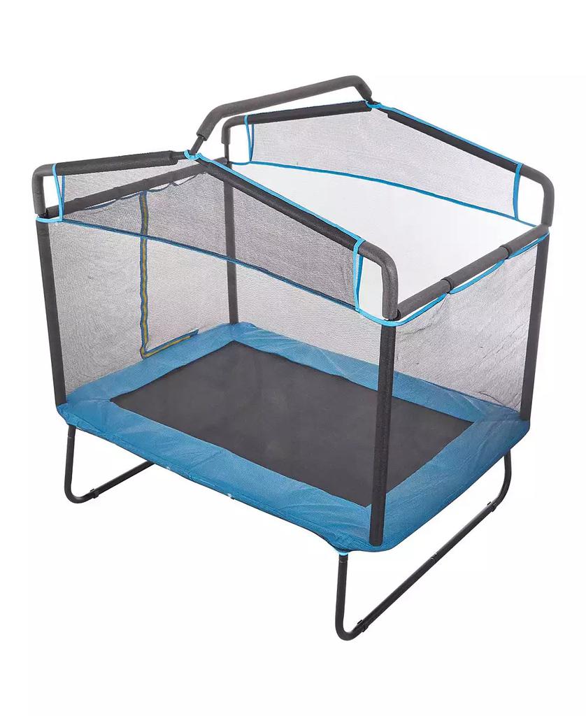 Slickblue Kids Trampoline Indoor Outdoor Mini with Gymnastics Bar Hammock for Toddlers 3+