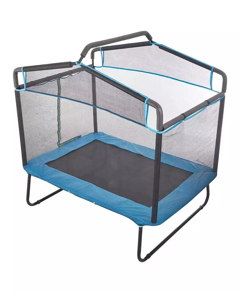Slickblue Kids Trampoline Indoor Outdoor Mini with Gymnastics Bar Hammock for Toddlers 3+ 1