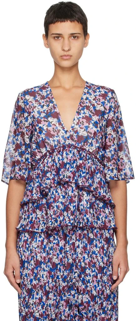Ganni Multicolor Pleated Blouse