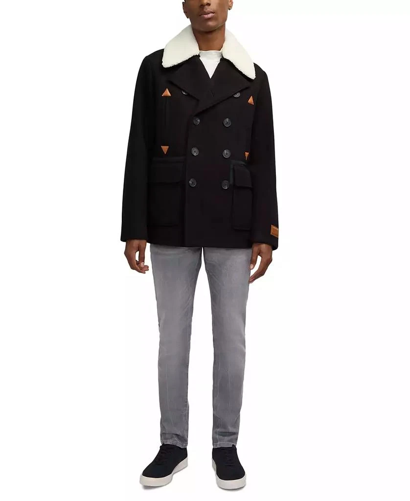 Scotch & Soda Men's Izak Double Breasted Peacoat with Removable Fleece Collar 7