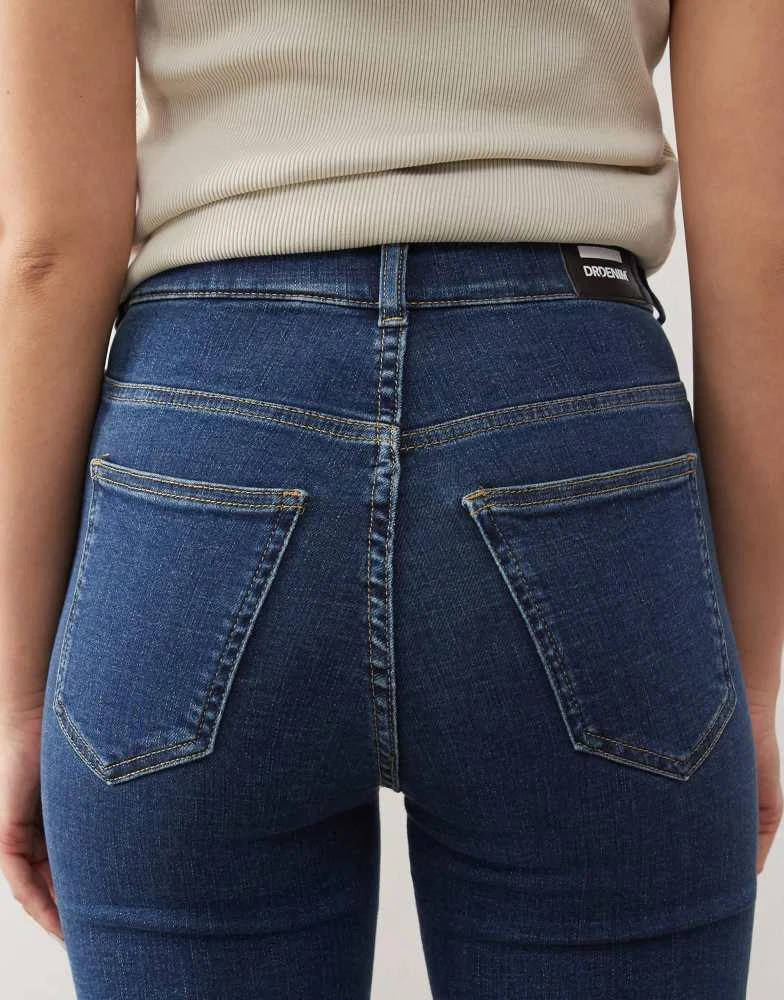 Dr Denim Dr Denim Moxy straight leg jeans in vale dark plain blue wash 4