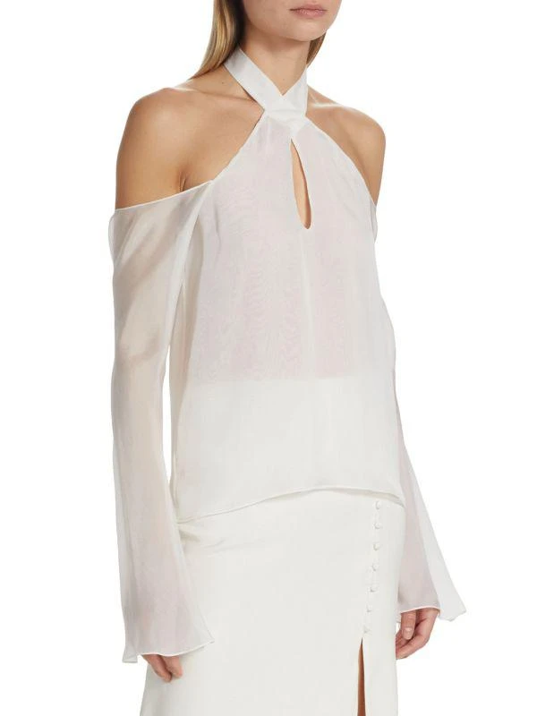 Adriana Iglesias Daisy Cold Shoulder Silk Blouse 3
