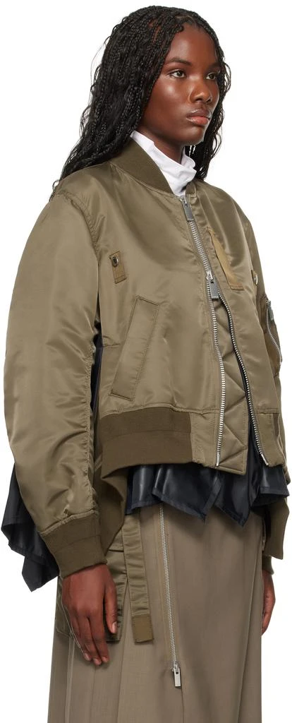 Sacai Khaki Nylon Twill Bomber Jacket 2