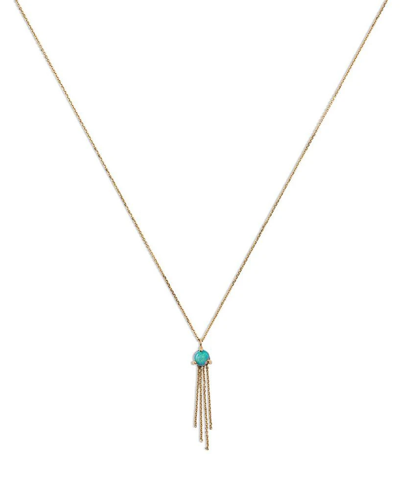 WWAKE 14K Yellow Gold Haze Opal & Chain Fringe Pendant Necklace, 16" 1