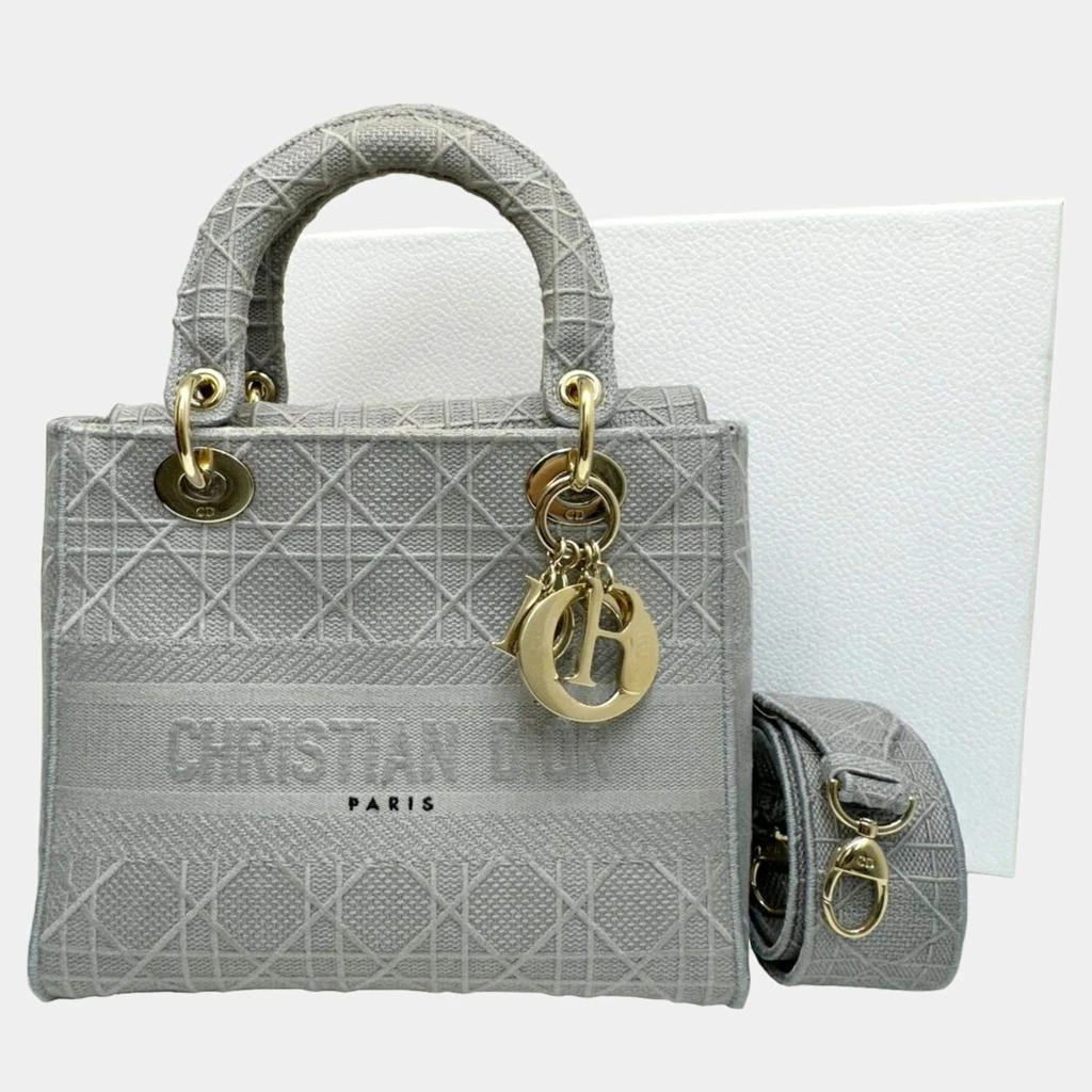 Dior Dior Grey Canvas Medium Cannage Lady D-Lite Tote Bag 5