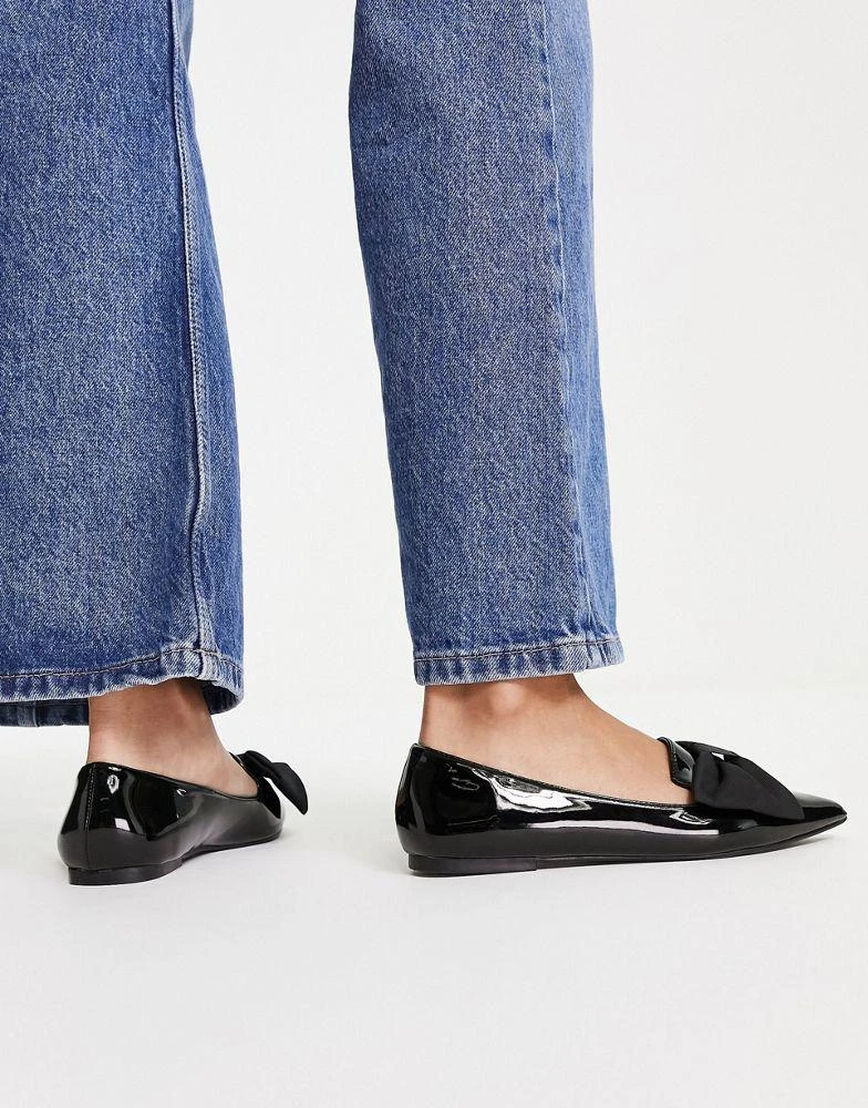 ASOS ASOS DESIGN Lake bow pointed ballet flats in black 2