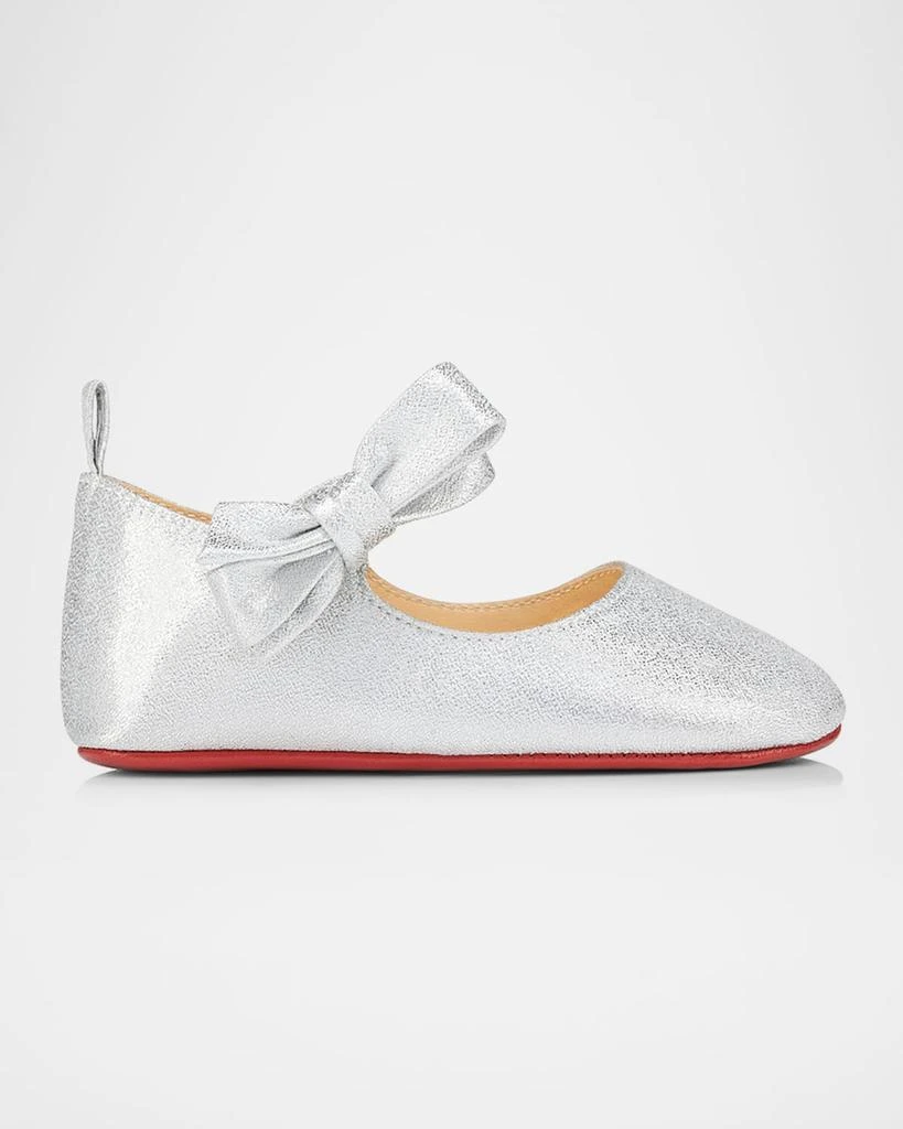 Christian Louboutin Girl
s Lou Babe Shimmer Bow Ballerina Shoes, Baby