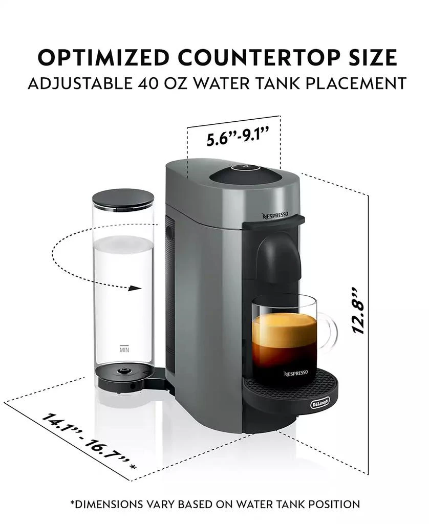 Nespresso Vertuo Plus Coffee and Espresso Machine by De'Longhi, Gray 7
