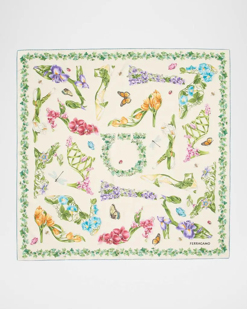 Salvatore Ferragamo Eden Shoes-Print Silk Scarf